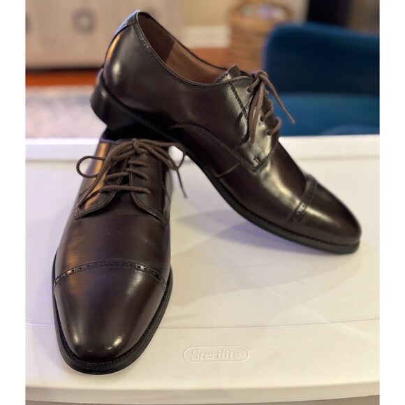 NEW Men's Joseph Abboud Sz 11 Brown Oxford Shoes Leather Dressy Lace Up Career - Picture 2 of 10